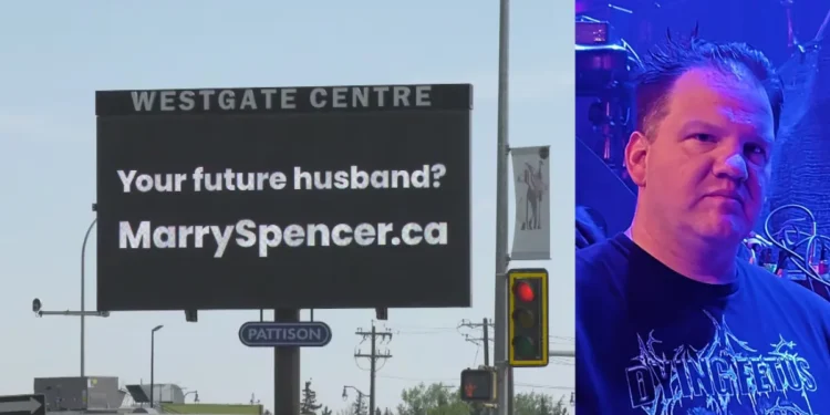 Edmonton man billboard for wife Spencer Griffin-Beal